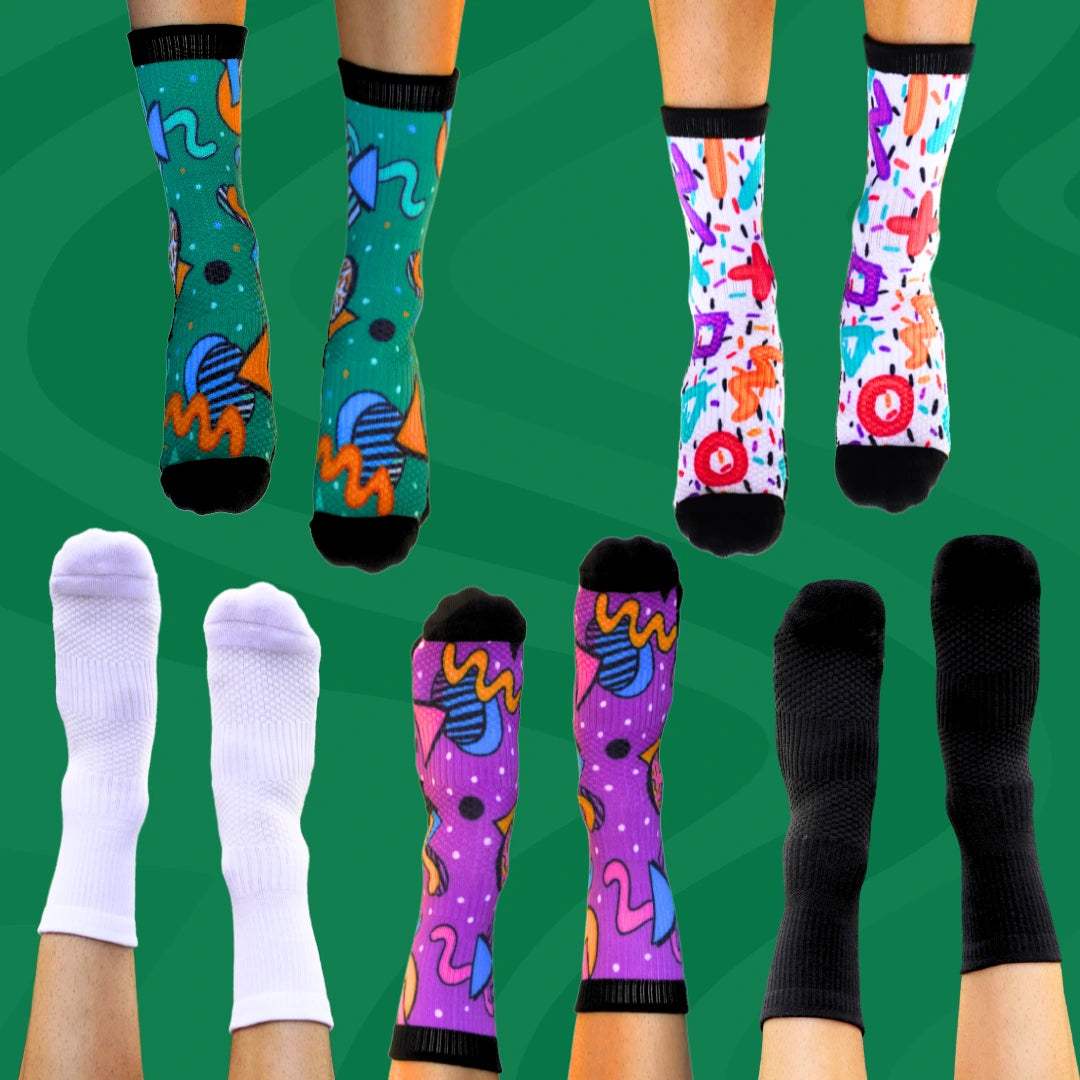 Crew Compression Socks 5 Pack Retro Bamboo