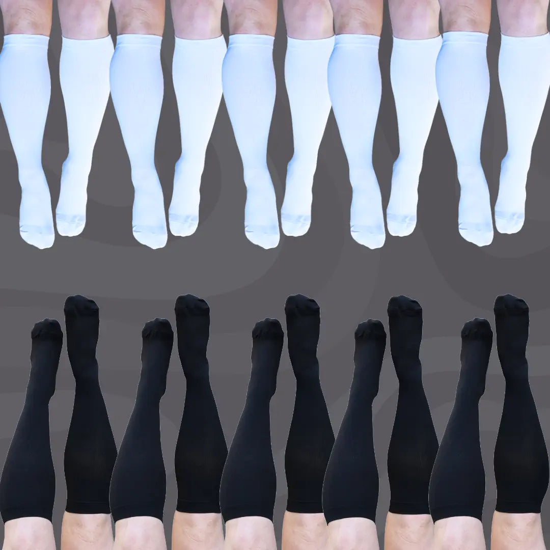 Classic 10 Pack Compression Socks White Black