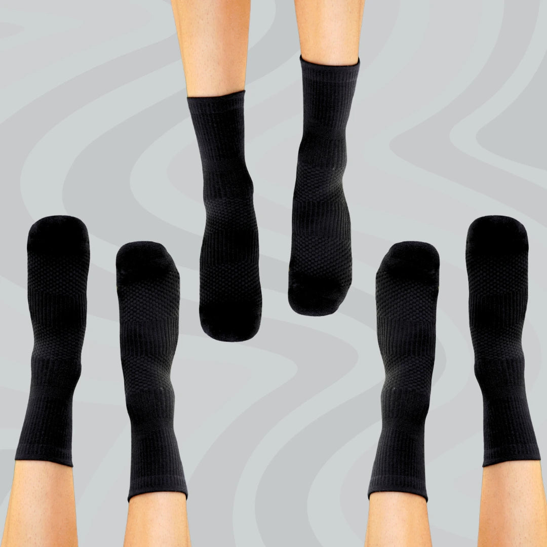 Crew Compression Socks 3 Pack Black Bamboo