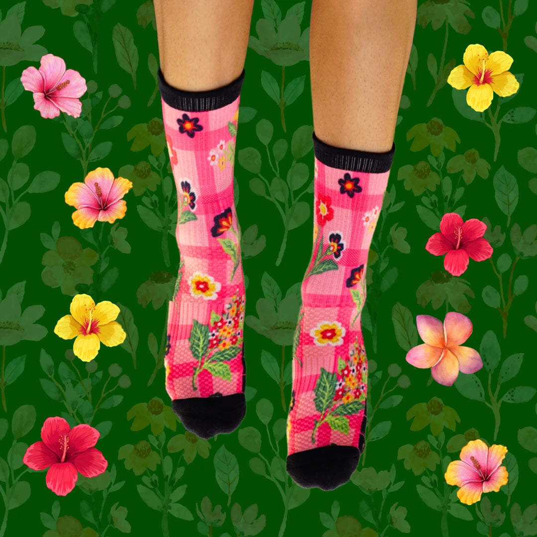 Crew Compression Socks 4 Pack Floral Retro Bamboo