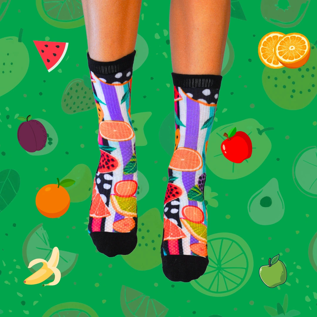 Crew Length Compression Socks Fruit Salad Bamboo