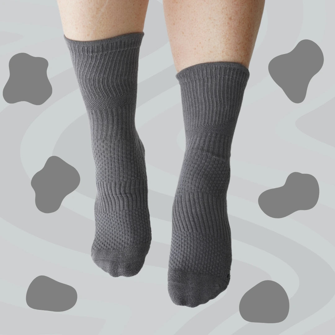 Crew Length Compression Socks Grey Bamboo