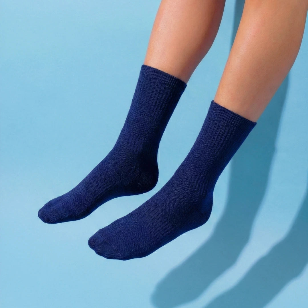 Crew Length Compression Socks Navy Bamboo