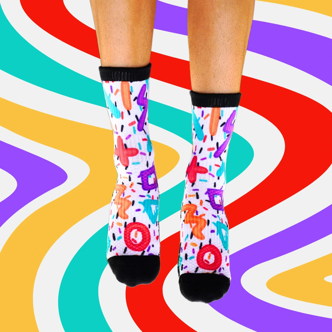 Crew Compression Socks 4 Pack Floral Retro Bamboo