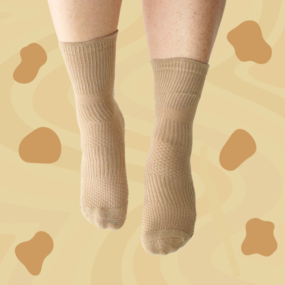 Crew Length Compression Socks Tan Bamboo