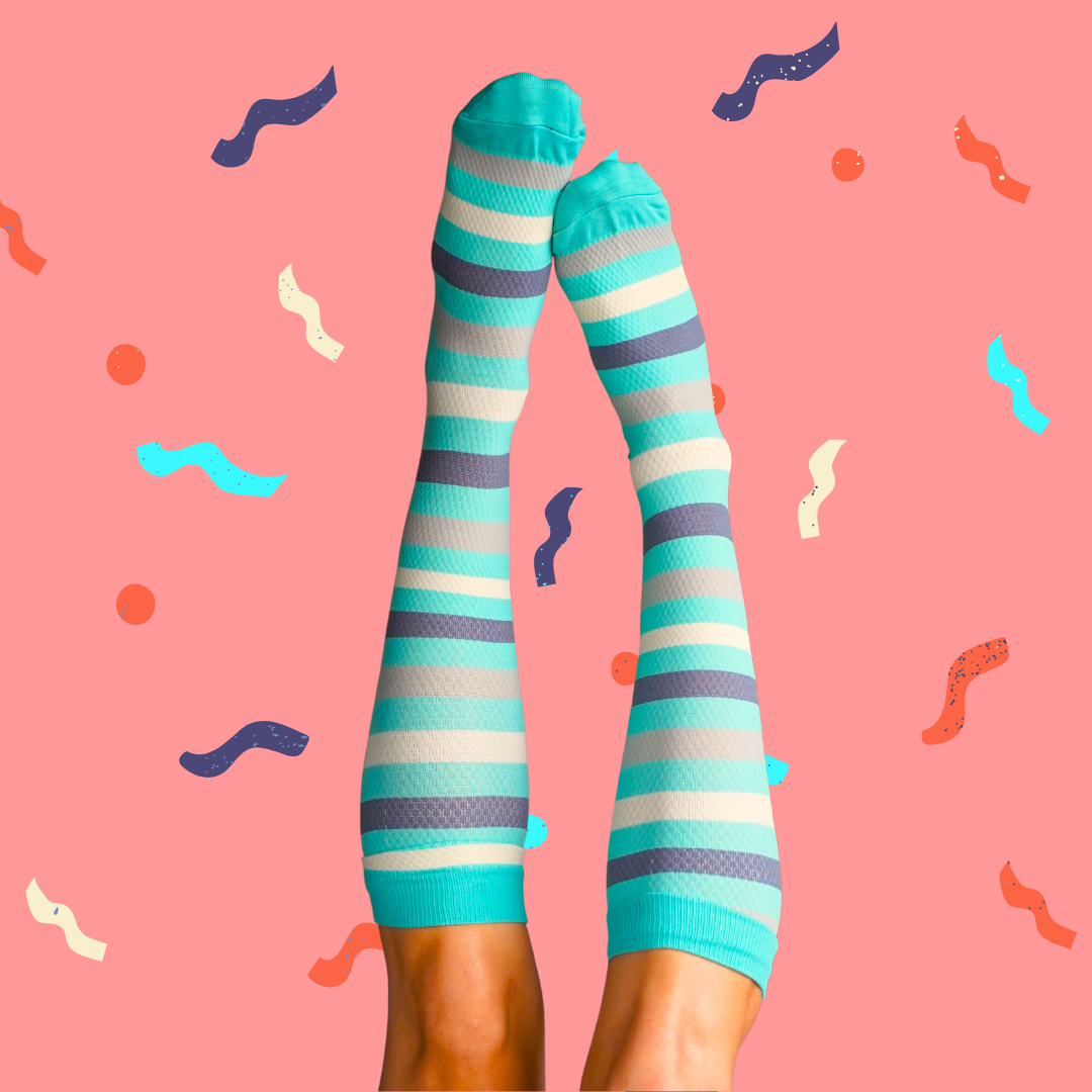 Classic Aqua Stripes Compression Socks