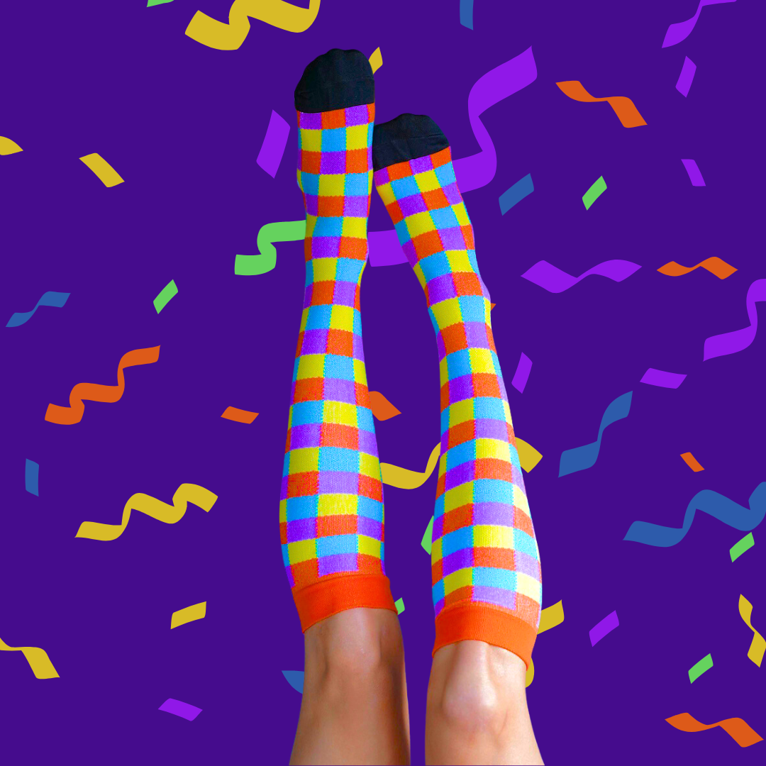 Classic Orange Checkers Compression Socks