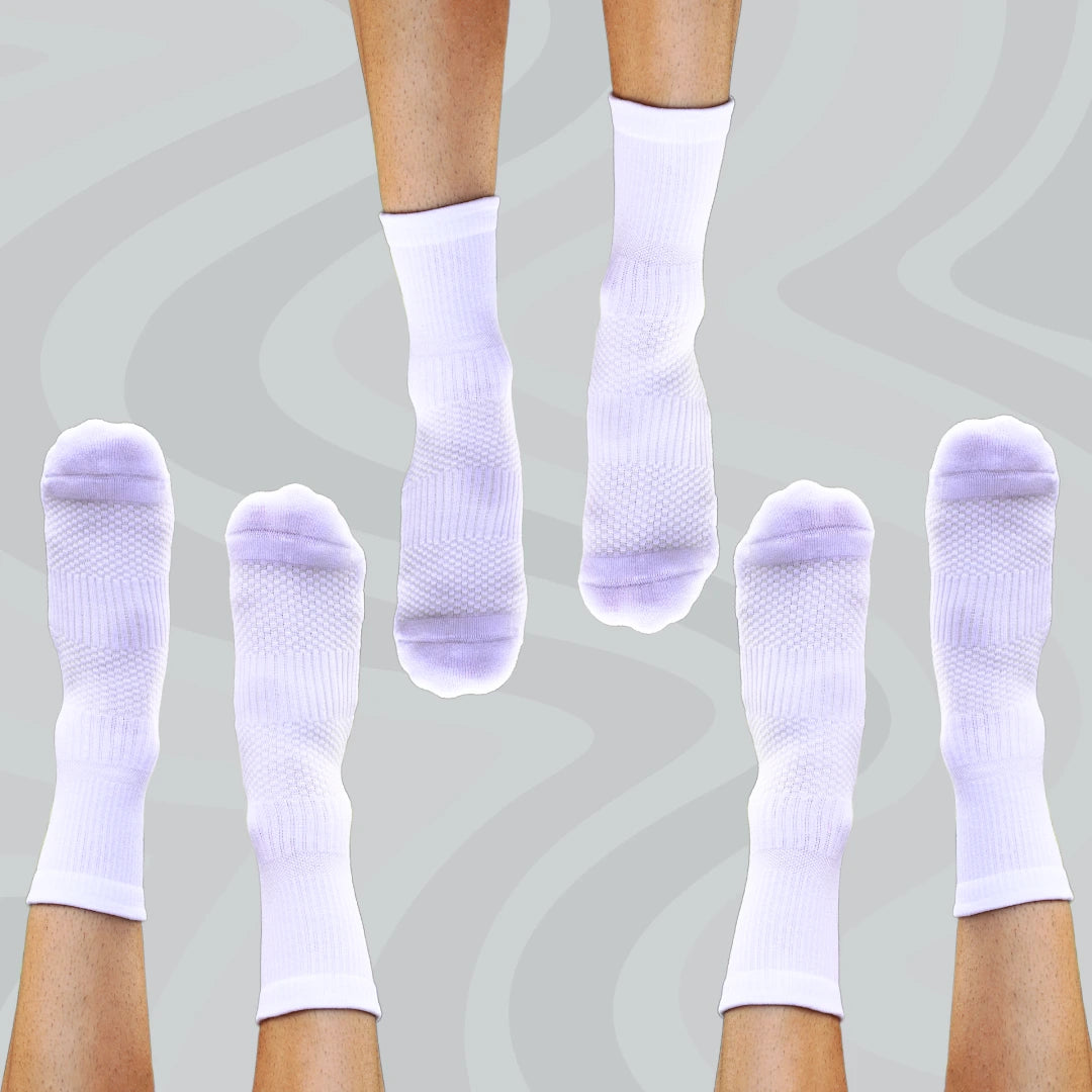 Crew Length Compression Socks White Bamboo